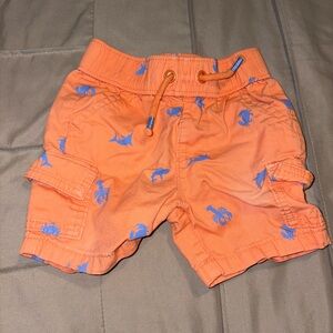 Falls Creek Orange Kids Shorts with Blue Patterns